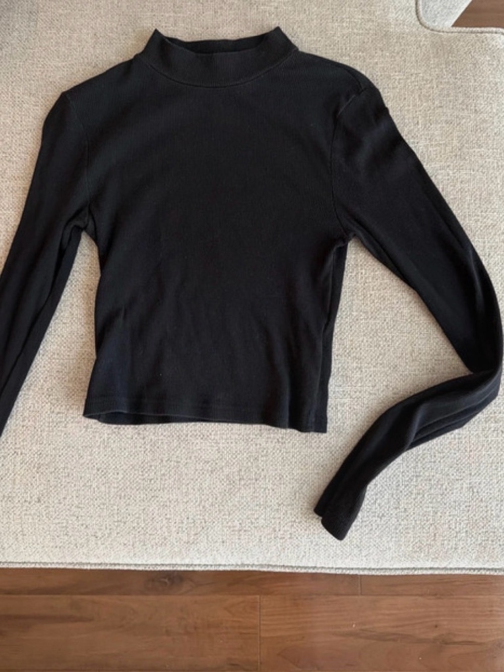 Forever 21 Black Ribbed Mock Neck Crop Top